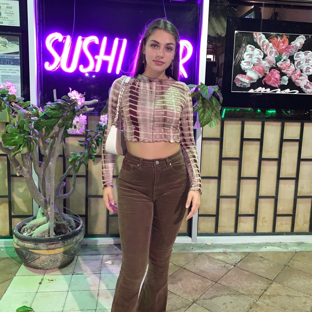 brown corduroy flared jeans